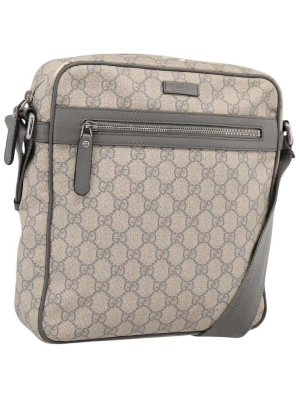 Authentic GUCCI GG Supreme Shoulder Bag PVC Beige Silver 201448
